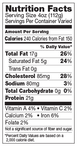 Boneless skinless breast nutrition information