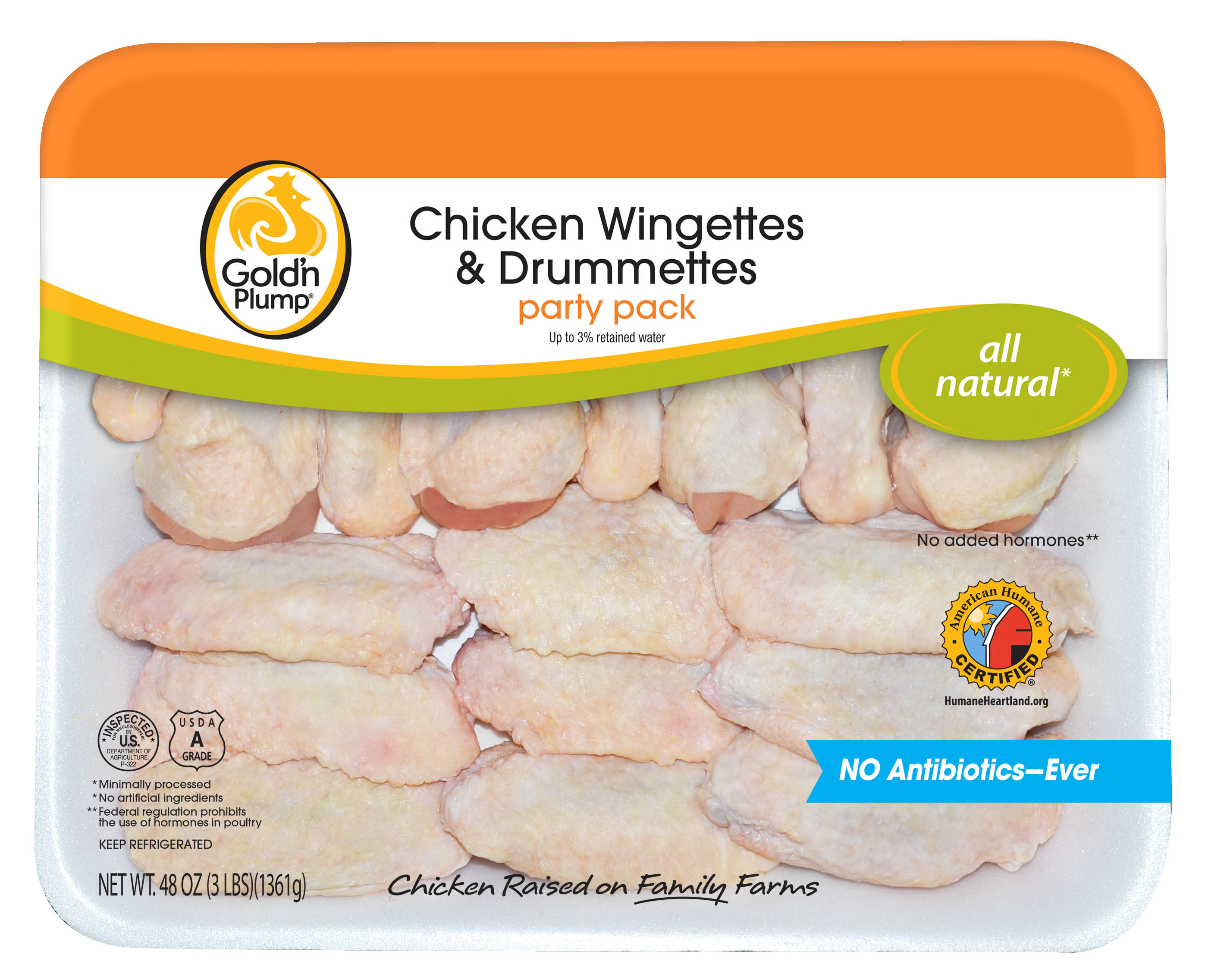 Chicken Wingettes & Drummettes Party Pack Gold'n Plump